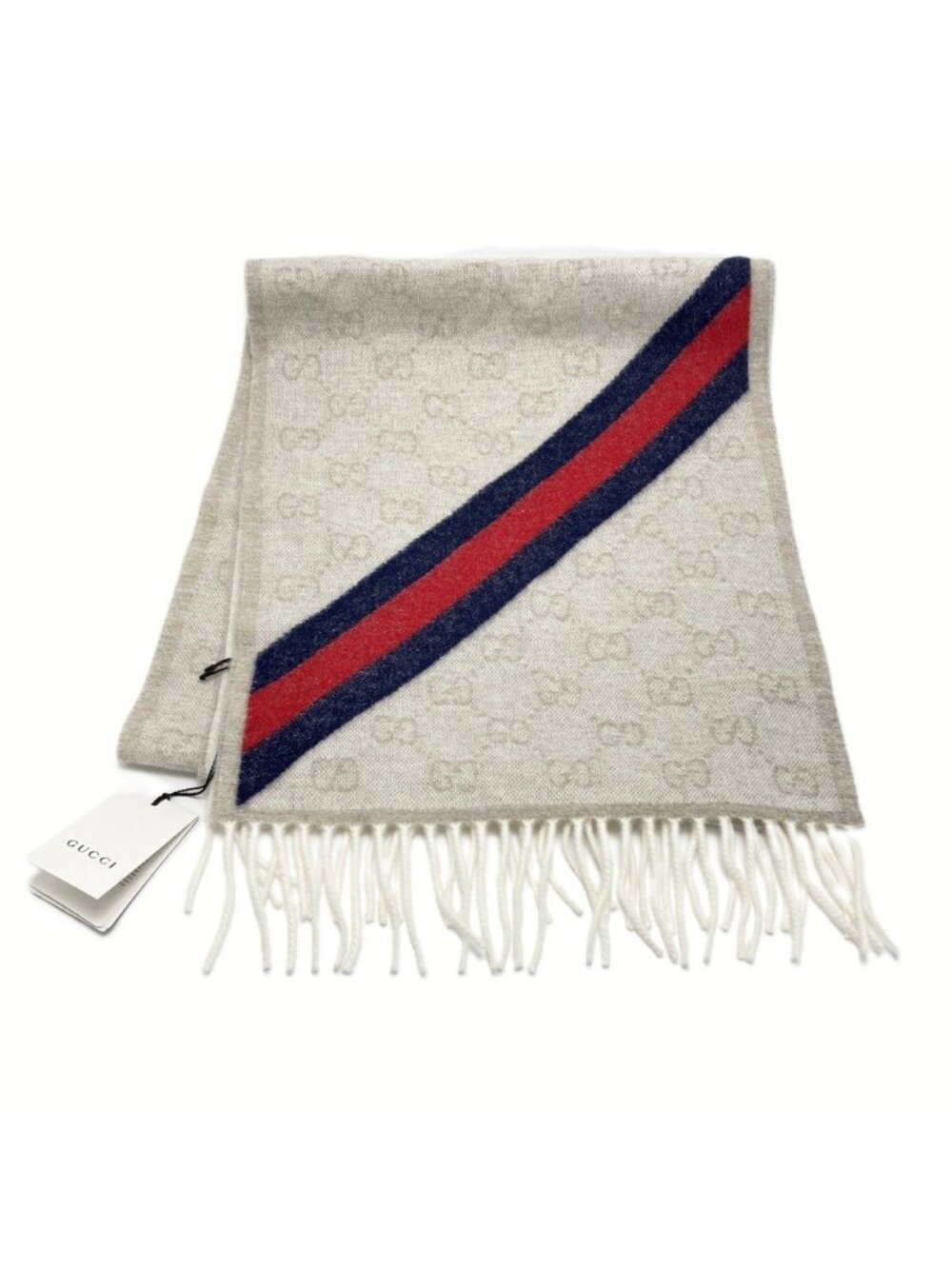Gucci GG Pattern Sherry Line Scarf Beige